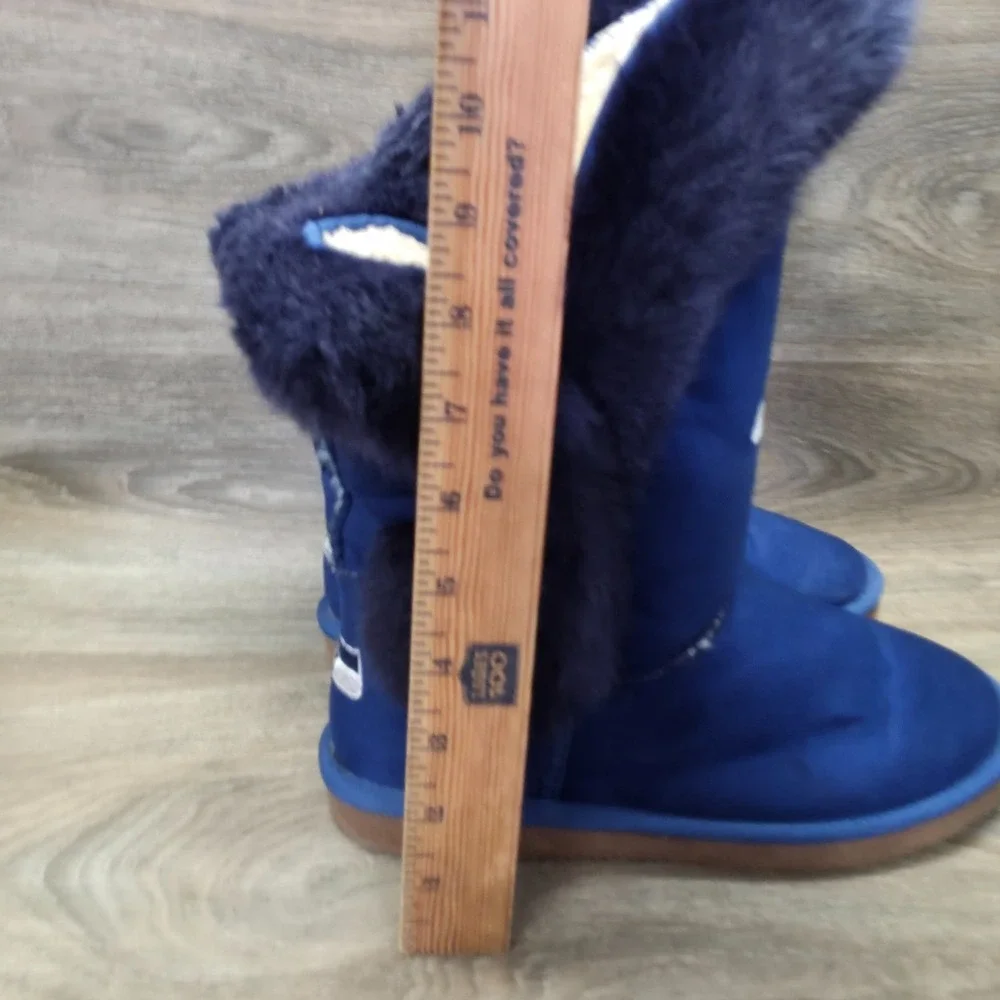 Seattle Seahawks Winter Boots Womens‎ 10 Blue NFL Faux Suede Faux Fur Cozy Plush